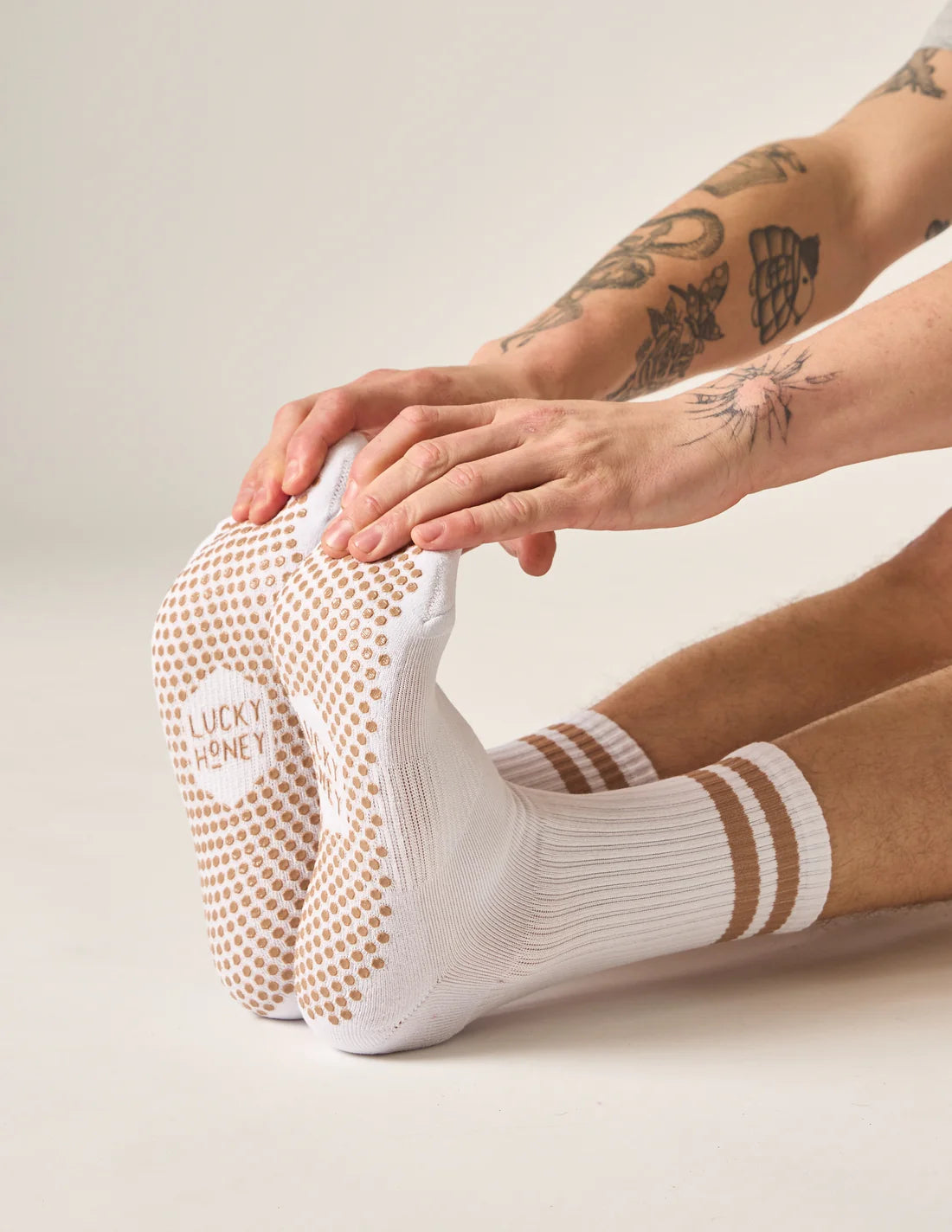 "The Dad" Tan Stripes Grip Sock